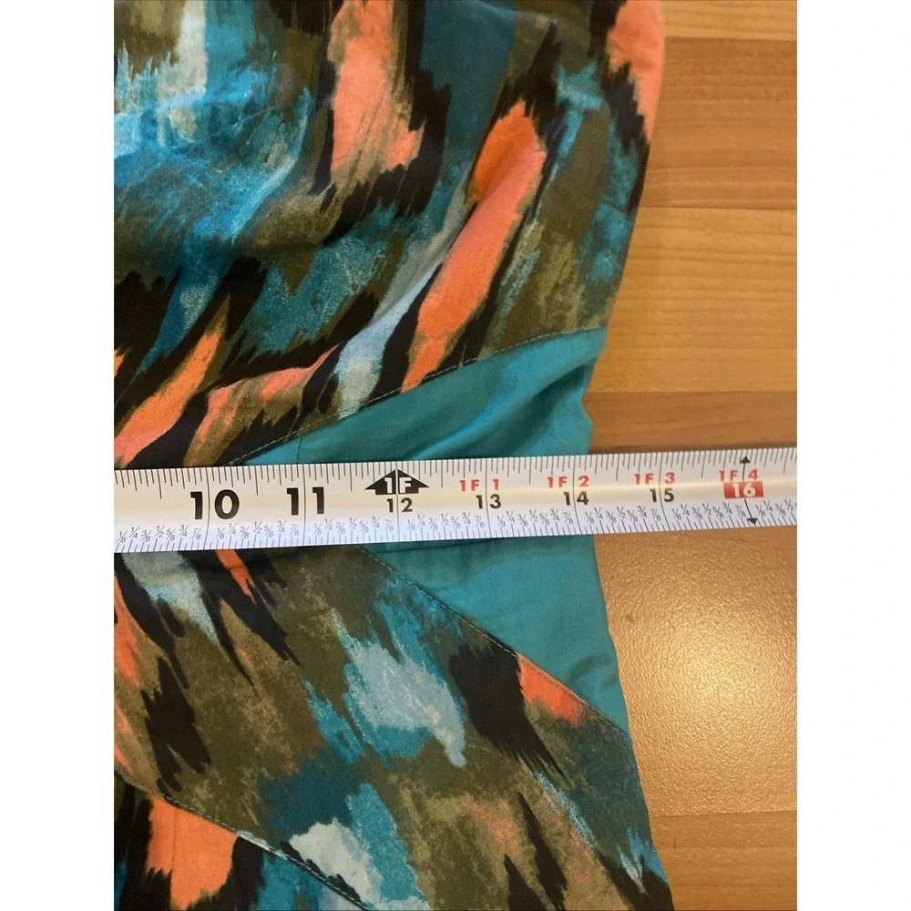Anthropologie Girls From Savoy Teal‎ Painted Ikat Flared Strapless Dress Size 8
